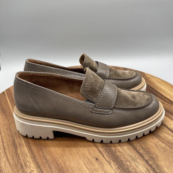Paul Green Shoes Womens US 7 UK 4.5 Leather Suede Lug Loafers Super Soft Germany - Picture 1 of 9